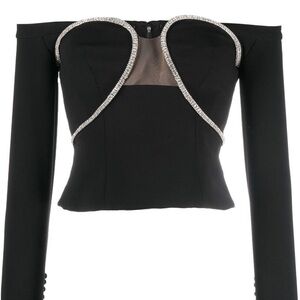 Self-Portrait crystal embellished top